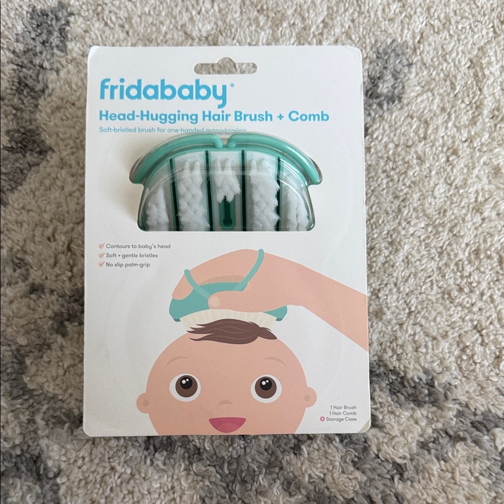 Fridababy Green Head-Hugging Hair Brush + Comb